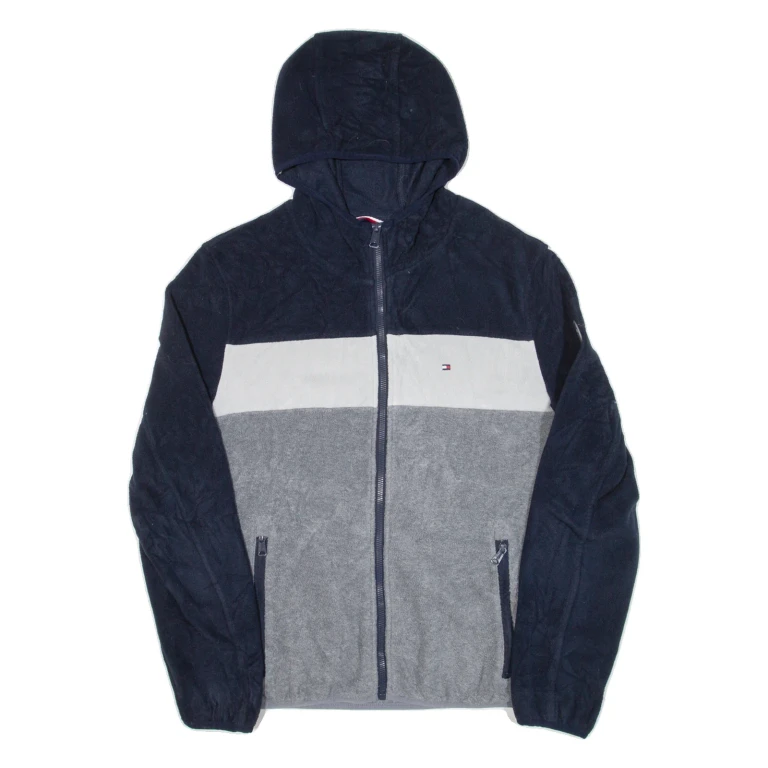TOMMY HILFIGER Fleece Lined Mens Grey Hoodie Full Zip S