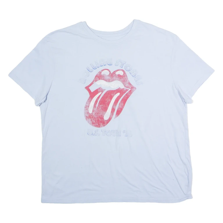 THE ROLLING STONES U.S. Tour '78 Mens Band T-Shirt Blue Crew Neck L