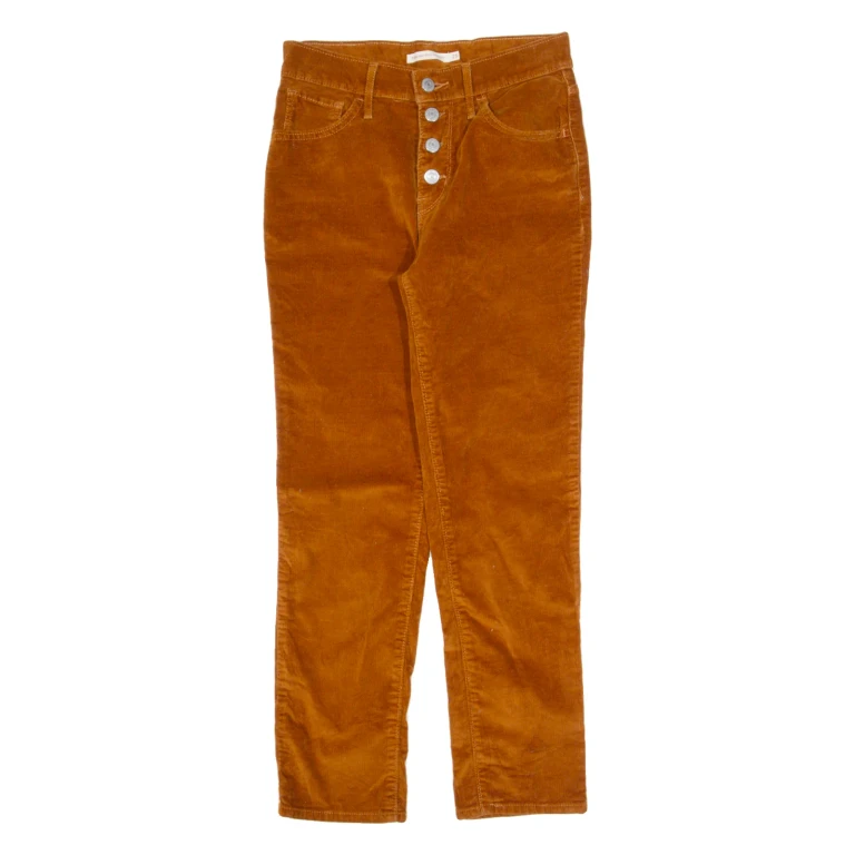 LEVI'S 724 High Rise Womens Corduroy Trousers Brown Slim Straight W25 L25