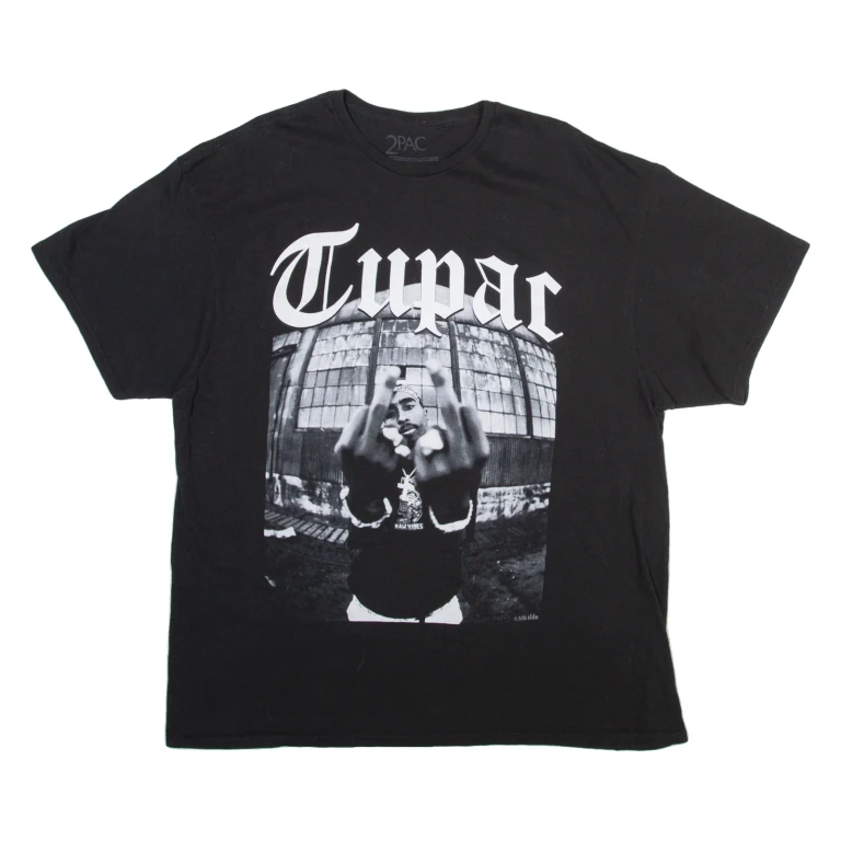 2PAC Mens Band T-Shirt Black 2XL