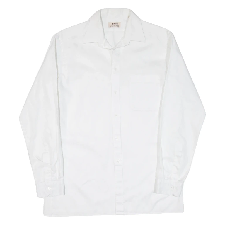 Mens Plain Shirt White Long Sleeve M