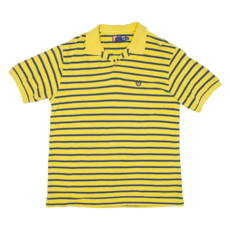 CHAPS RALPH LAUREN Mens Polo Shirt Yellow Striped L