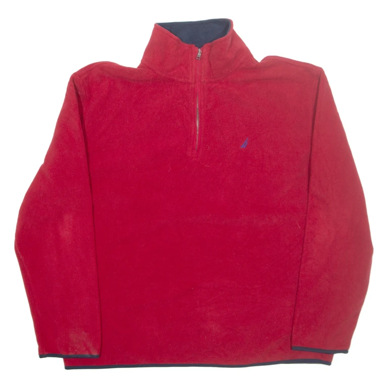 NAUTICA Mens Fleece Red 1/4 Zip XL