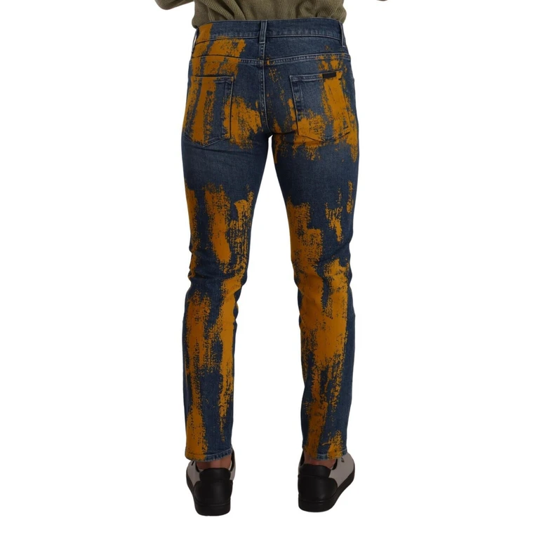 Dolce & Gabbana Blue Yellow Dye Cotton Skinny Men Denim Jeans Elastane Clothing - Men