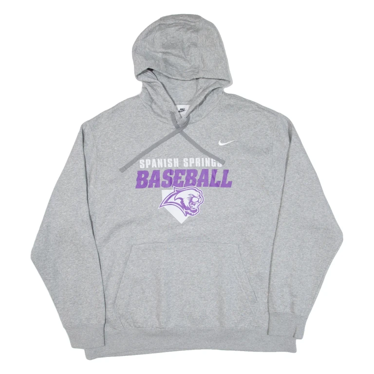 NIKE Spanish Springs Baseball Mens Grey Hoodie USA 2XL