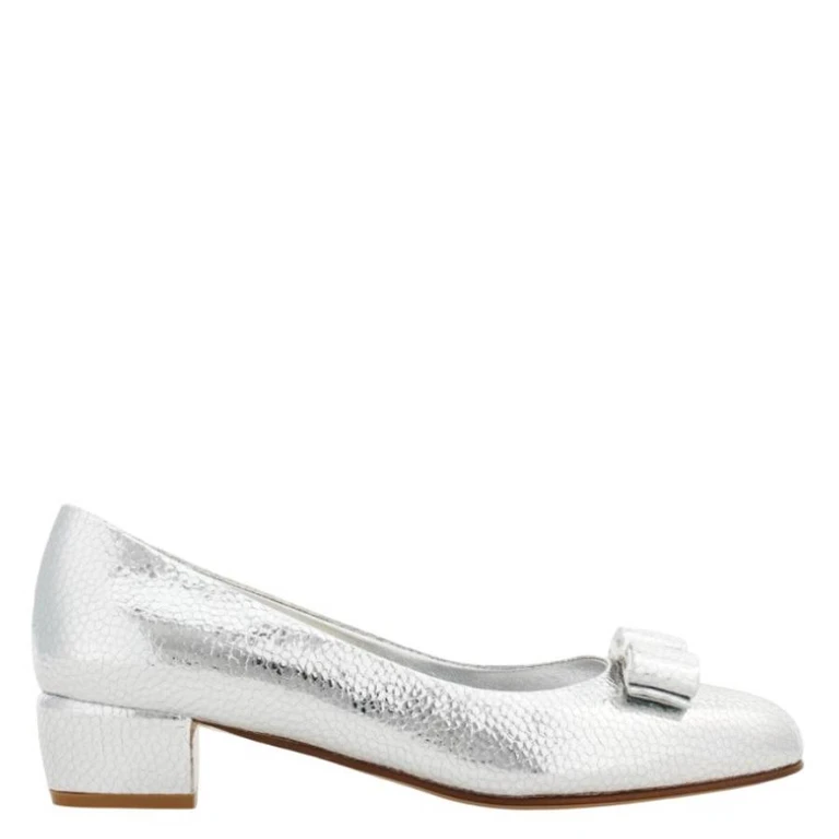 Ferragamo Vara Hammered Calfskin Pumps