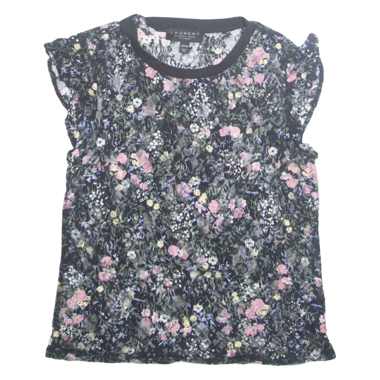 LAUNDRY Womens Printed Top Black Sleeveless Floral S