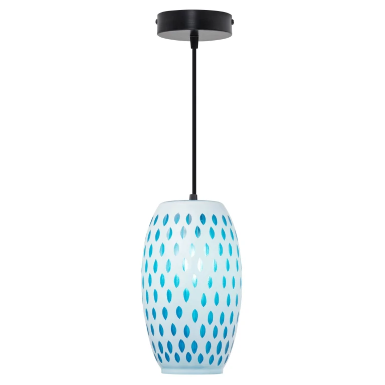 White and Blue Glass Globe Shade Pendant
