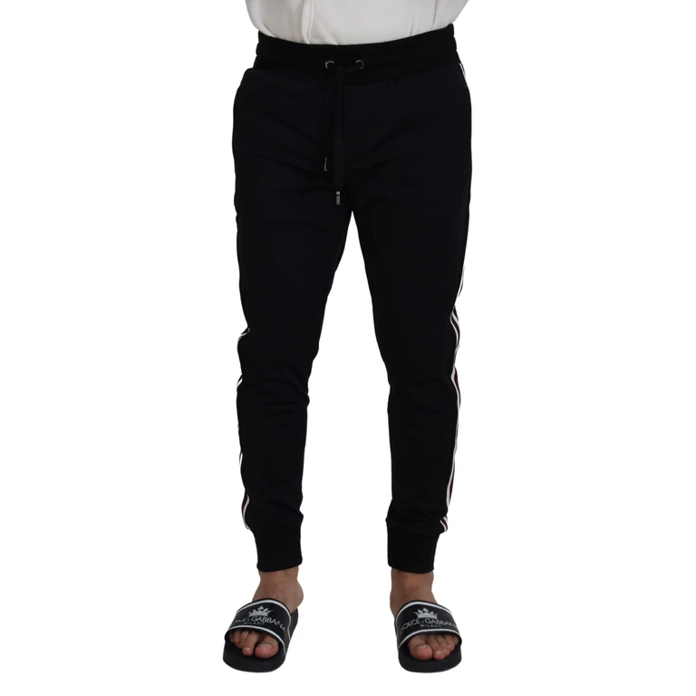 Black Dg Print Mens Jogger Pants Cotton - Men