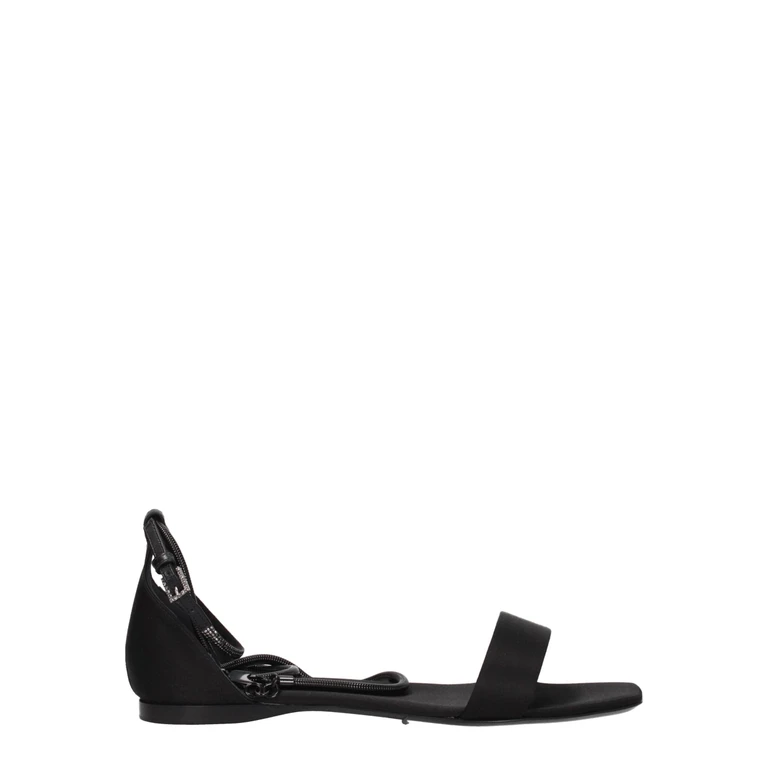 Max Mara Black Satin Flat Sandals - Women