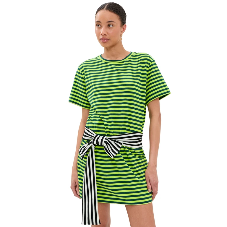 SIMONMILLER Lottie T-Shirt Dress Lime Stripe Combo S