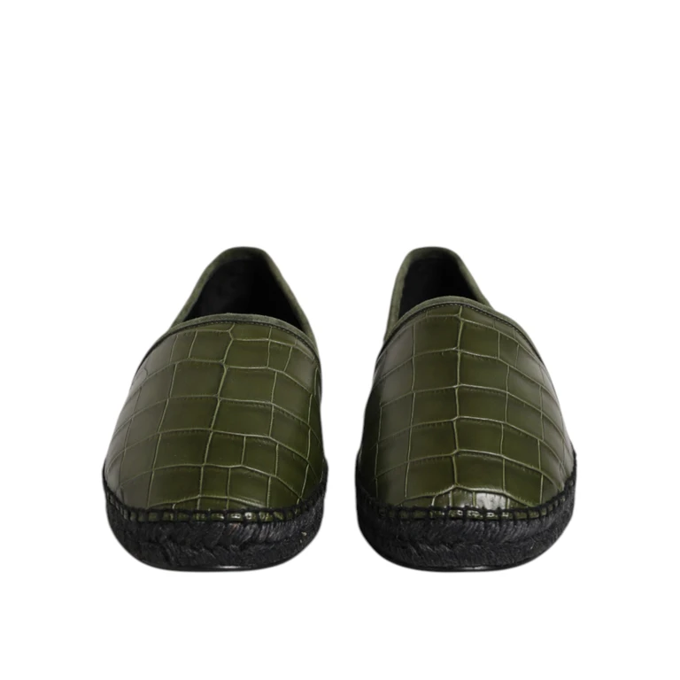Dolce & Gabbana Green Exotic Leather Espadrilles Slip On Shoes - Men