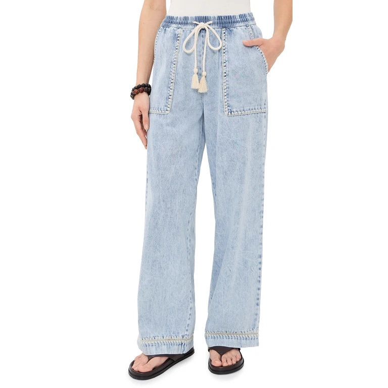 RAILS Campo Pants Bleached Indigo Blanket Stitch S
