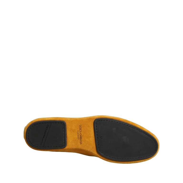 Dolce & Gabbana Yellow Velvet Slip On Men Dress Loafers Shoes Leather - Men