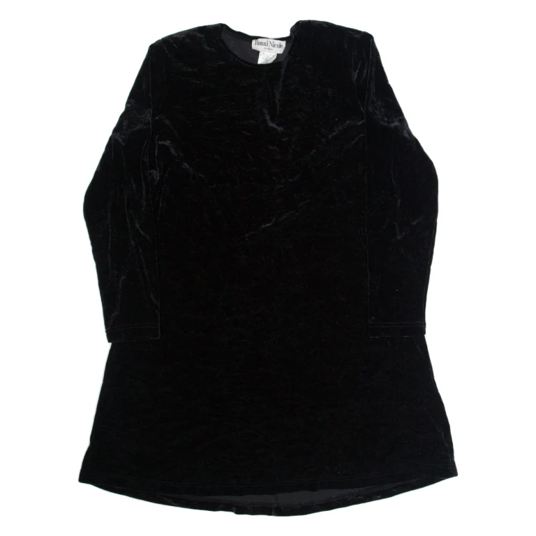 RONNI NICOLE BY OUIDA Womens Fit & Flare Dress Black Velvet Long Sleeve Short L