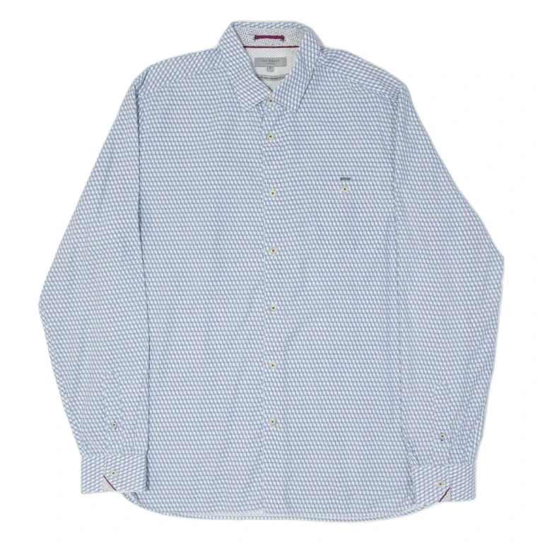 TED BAKER Mens Shirt Blue Geometric Long Sleeve M