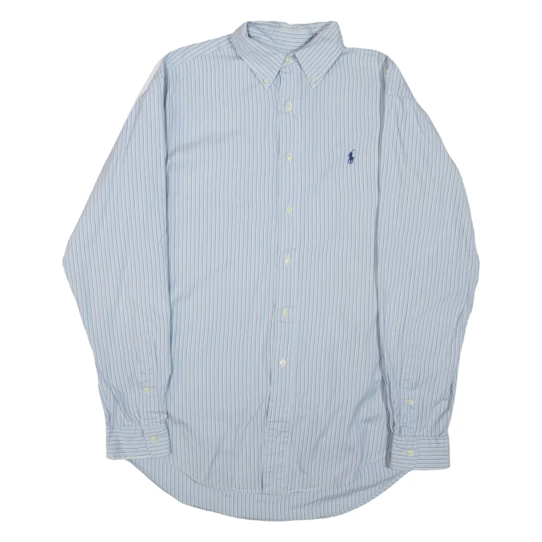 POLO RALPH LAUREN Yarmouth Mens Shirt Blue Striped Long Sleeve L
