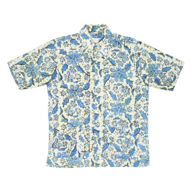 MEDAN Mens Shirt Blue Crazy Pattern L