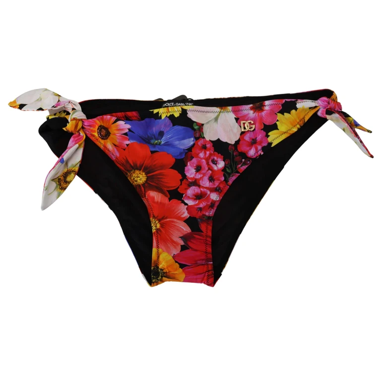 Dolce & Gabbana Black Floral Print Swimsuit Bikini Bottom Swimwear Nylon Elastane Clothing - Women