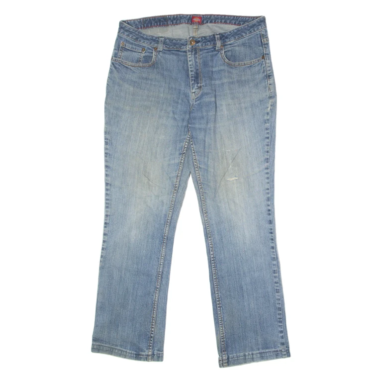 DICKIES Womens Jeans Blue Relaxed Bootcut Stone Wash W34 L28