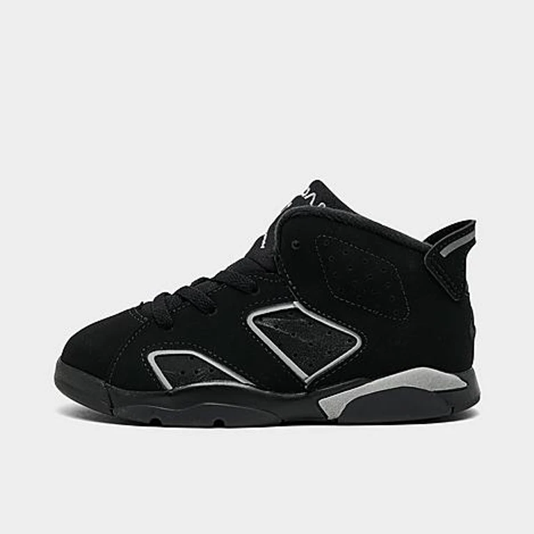 Kids Toddler Air Retro 6 Basketball Shoes in Black/Reflect Silver/Black Size: 4.0