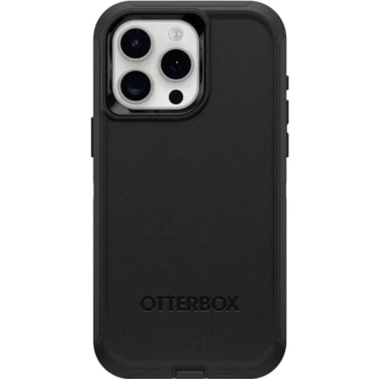 iPhone 15 Pro MAX (Only) Defender Series Case - Black screenless Rugged & Durable with Port Protection Includes Holster Clip Kickstand