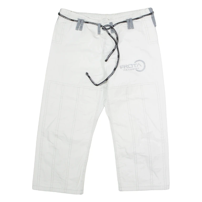 FROTA ACADEMY Mens Canvas Trousers White Relaxed Wide-Leg W34 L24