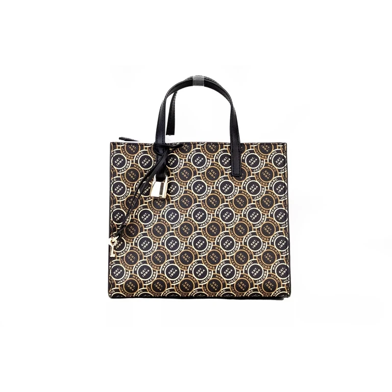 Marc Jacobs Mini Grind Signet Printed Leather Crossbody Tote Handbag Purse Gold - Women