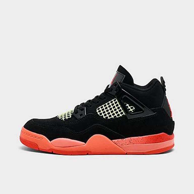 Jordan Little Kids Air Retro 4 Basketball Shoes in Black/Infrared 23/Bright Mango Size: 1.0