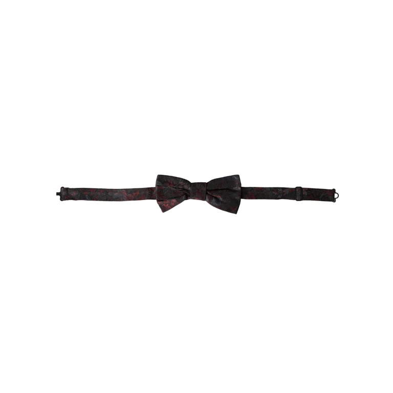 Dolce & Gabbana Red Black Floral Adjustable Neck Men Bow Tie And Silk - Men
