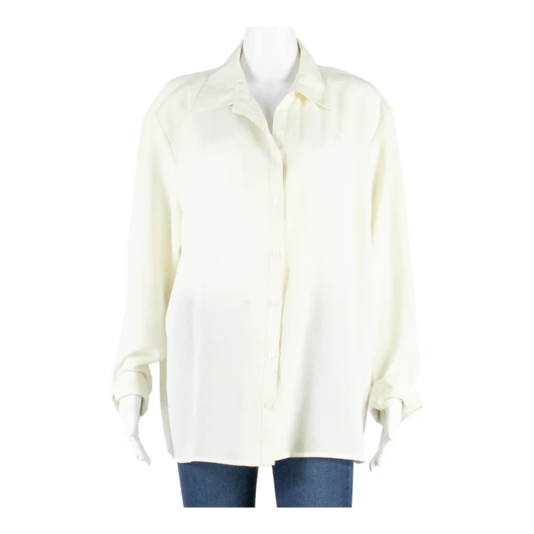 KINGFIELD Womens Blouse White V-Neck Long Sleeve XL