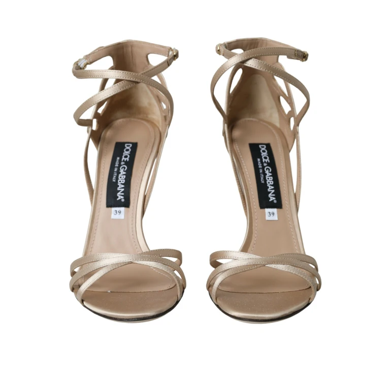 Dolce & Gabbana Beige Leather Strappy Heels Sandals Shoes - Women