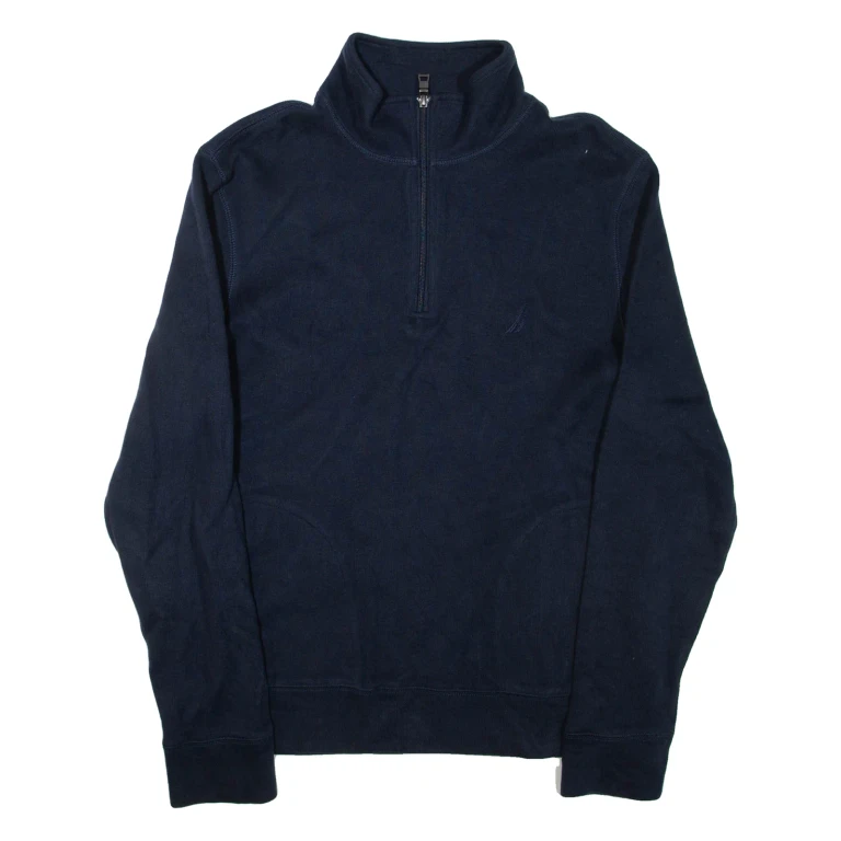 NAUTICA Mens Jumper Blue 1/4 Zip Tight Knit M