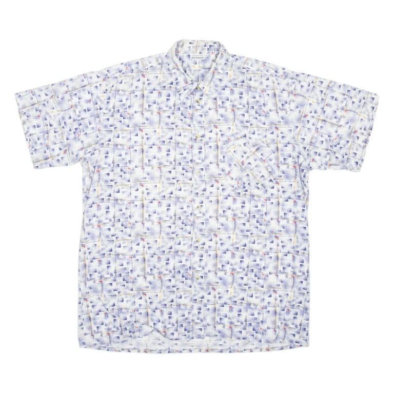BREMO Mens Shirt Blue Crazy Pattern XL