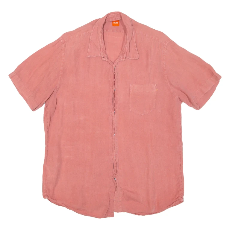 BOSS HUGO BOSS Mens Plain Shirt Pink L