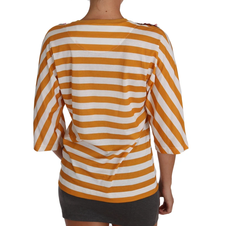 Dolce & Gabbana White Orange Firenze Top T-Shirt Cotton - Women