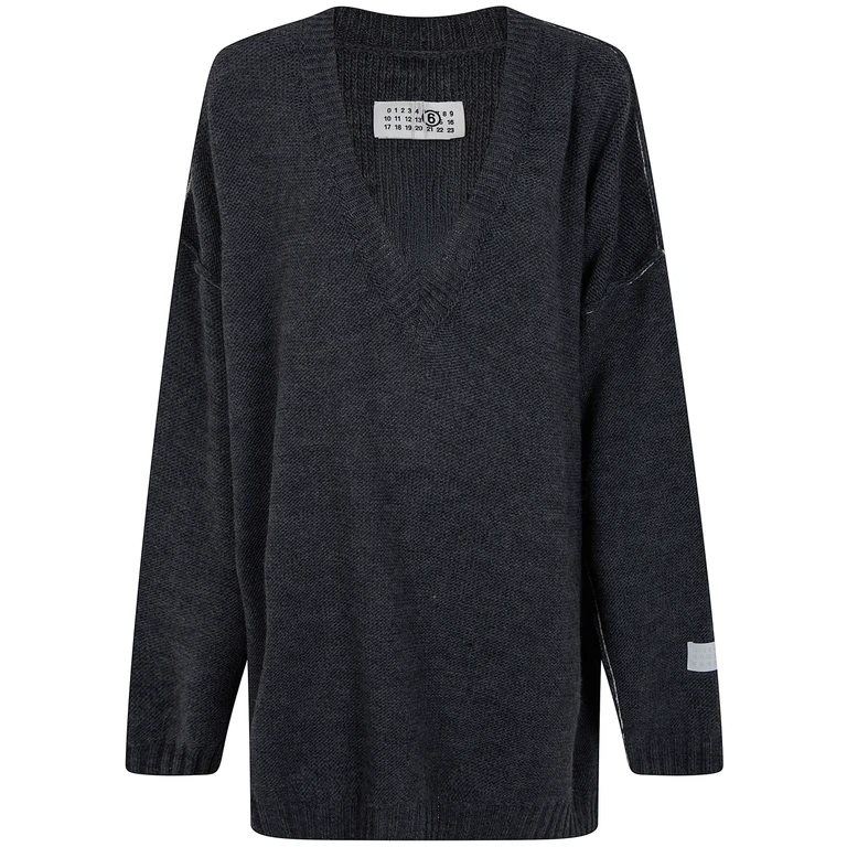 MM6 V Neck Oversized Sweater