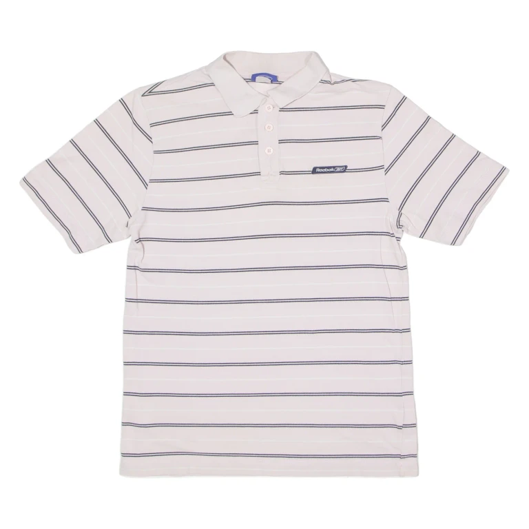 REEBOK Mens Polo Shirt Pink Striped S