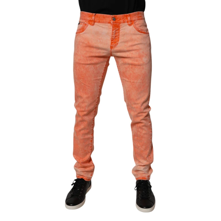Dolce & Gabbana Orange Tie Dye Cotton Skinny Men Denim Jeans Elastane Clothing - Men