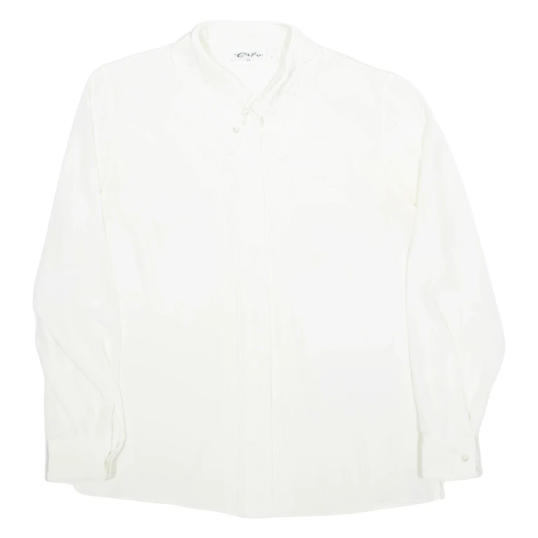 CIFU Womens Blouse Cream Collared Long Sleeve M