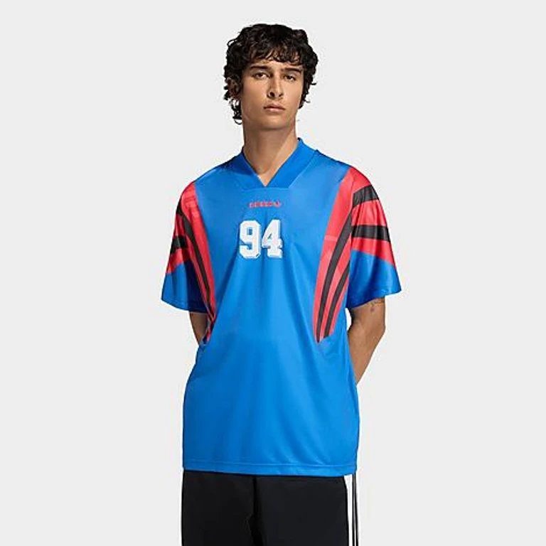 adidas Men's Originals Santiago Allover Print Infill Jersey in Blue Size: XS