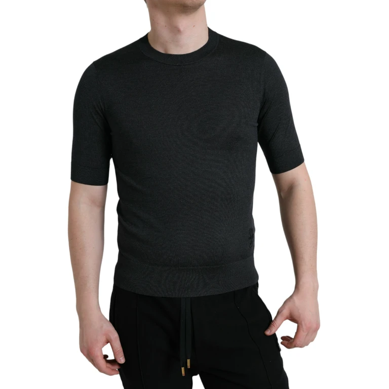 Dolce & Gabbana Dark Gray Crew Neck Short Sleeves T-Shirt Silk - Men