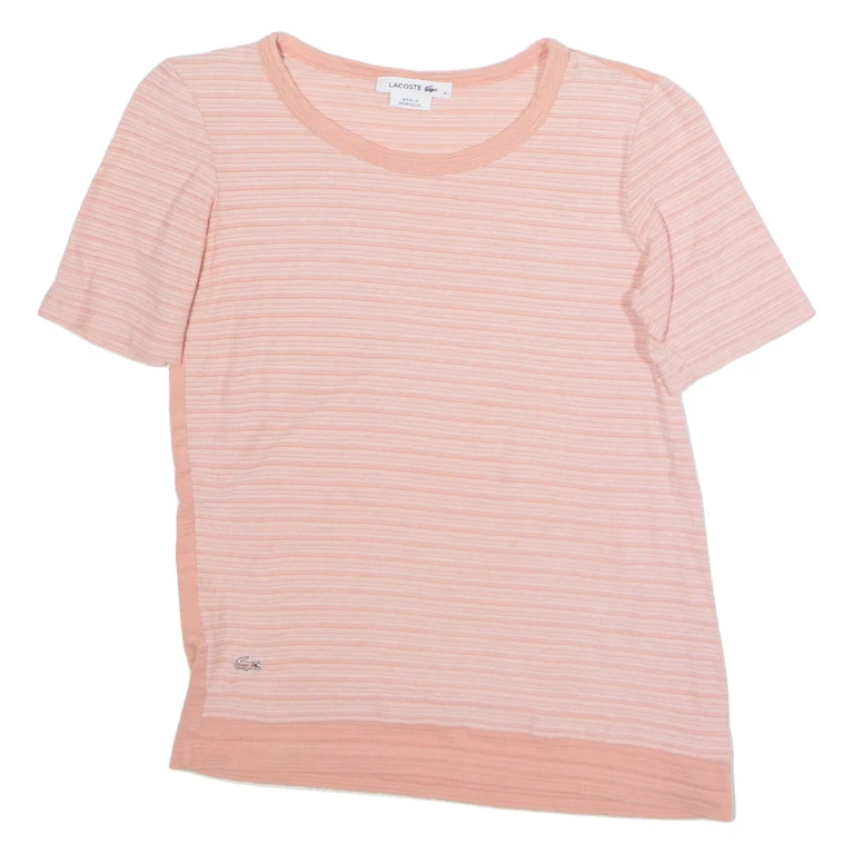 LACOSTE Womens T-Shirt Pink Crew Neck UK 6