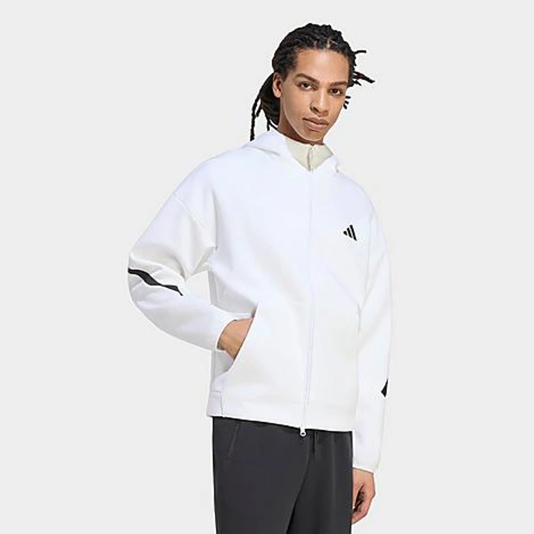 adidas Men's Z. N.E. Full-Zip Hooded Track Top in White Size: XS