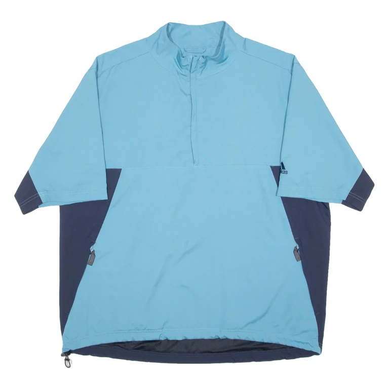 ADIDAS Training Short Sleeve Mens Sweatshirt Blue 1/4 Zip XL