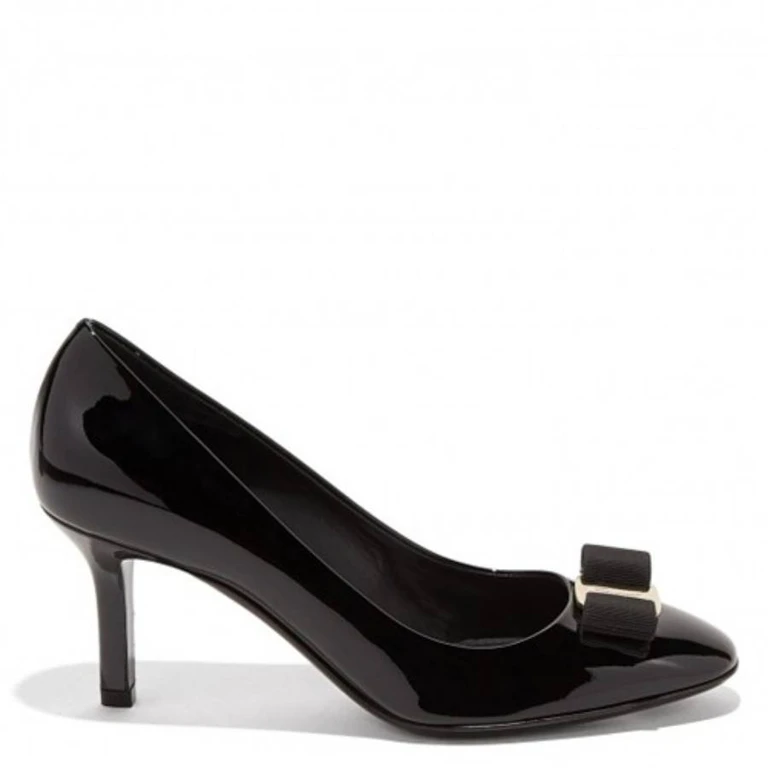 Ferragamo Erice 70 Vara Bow Leather Pumps, Size 7 C