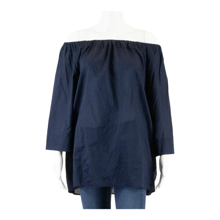 COS Womens Bardot Blouse Blue 3/4 Sleeve XS