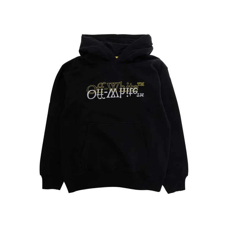 Off-White Kids Boy's Logo Print Cotton Hoodie with Kangaroo Pocket (44BBB001S26F001001)
