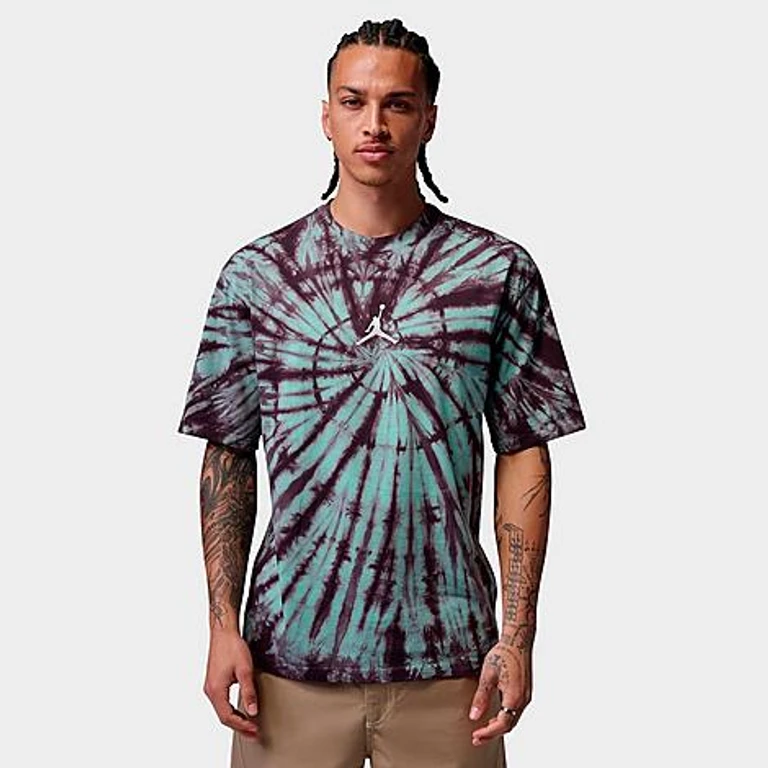 Nike Men's Jordan Brooklyn Tie-Dye Festival T-Shirt in Green Glow/Pale Ivory Size: XS