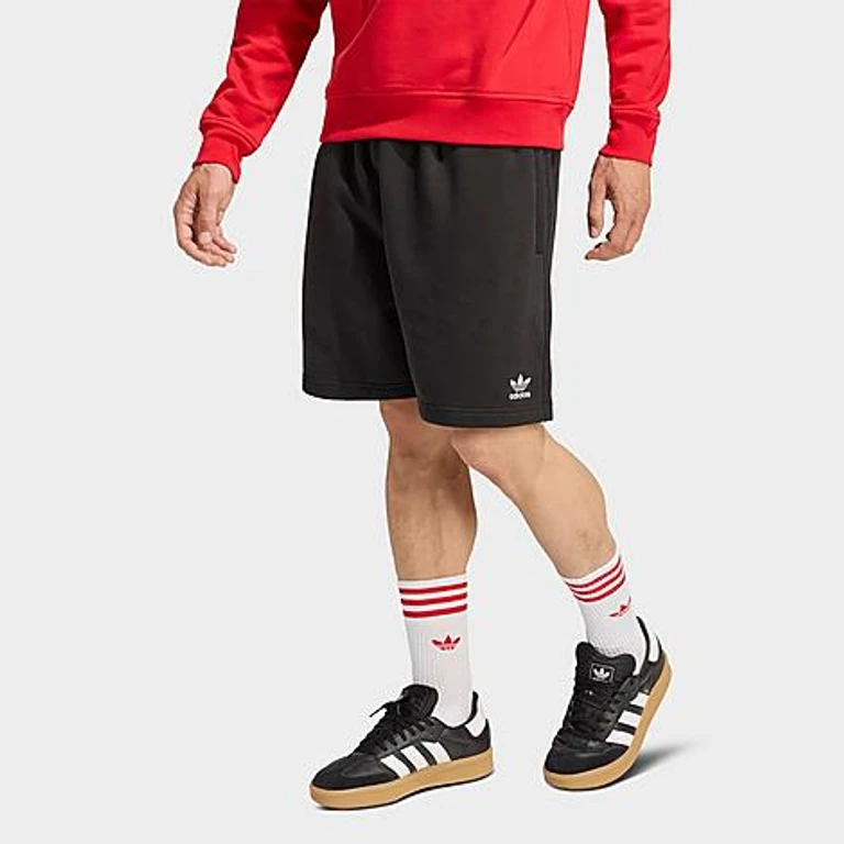 adidas Men's Originals Trefoil Essentials 7" Fleece Shorts in Black Size: Small